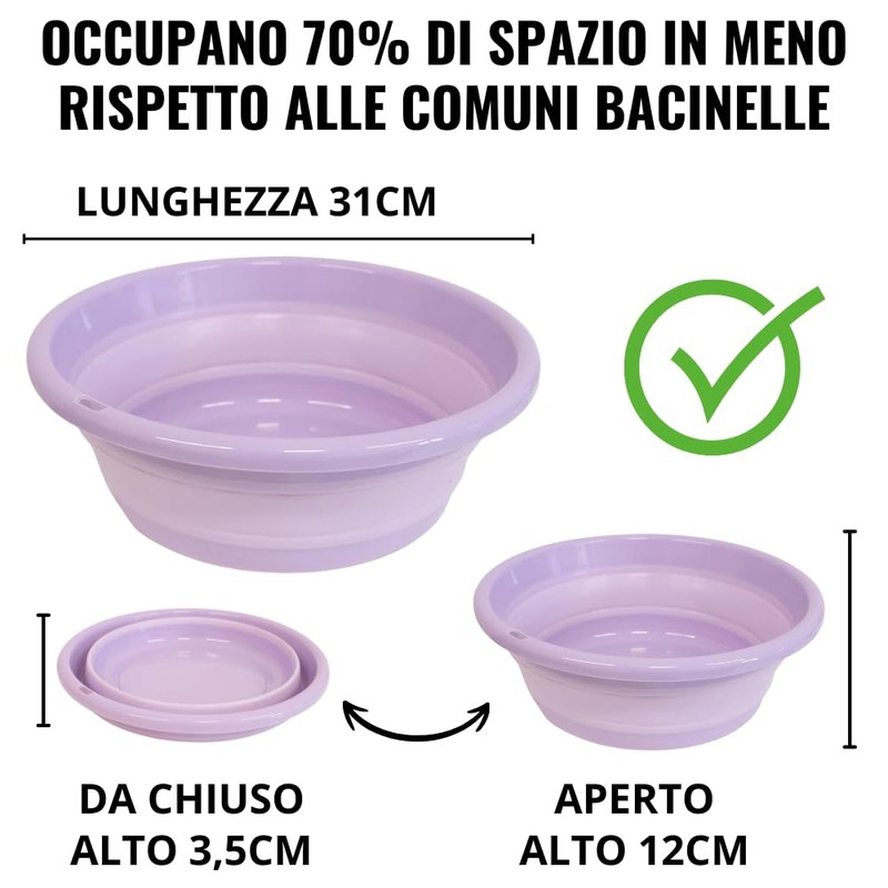 SIC Multi-purpose Folding Bowl, Portable Thermoplastic Rubber, Round Shape, Space-Saving,