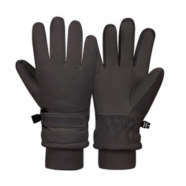 LPMOERA Kids Gloves Winter Toddler Snow Waterproof Gloves for Boys Girls Ski Gloves Toddler Mittens Windproof Black M (8-12T)