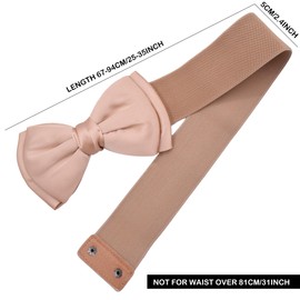 TY belt Women Girls Classic Vintage Bowknot Wide Elastic Waist Band Waist Belt (apricot)