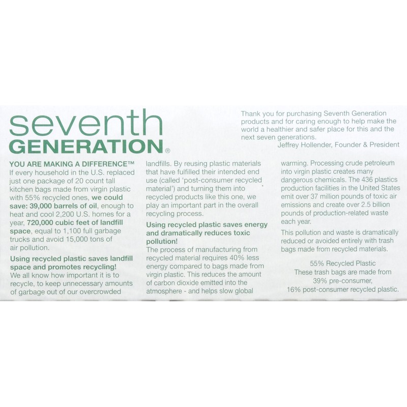 Seventh Generation Drawstring Trash Bags - 13 gal - 20