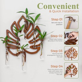 2Special Propagation Stations | Hanging Propagation Station and Wall Planters for Indoor Plants | Wooden Wall Vase, 6+1 Glass Propagation Vases for Plants | Leaf Shape Plant Propagation Station
