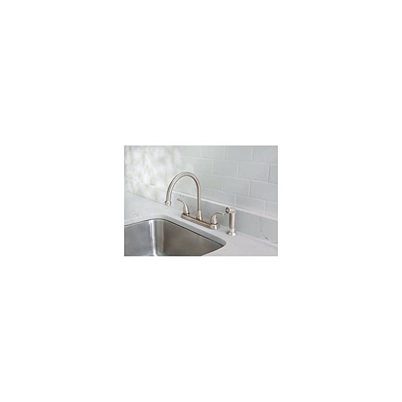 Oakbrook Pacifica Two Handle Brushed Nickel Kitchen Faucet Side Sprayer