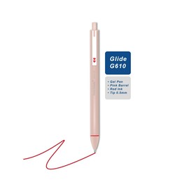 Newell Brands Paper Mate Glide G610 Gel Stylo Pens Retractable Red Ink Colour Fine Point Writing Nib Easy Grip 0.5mm 12 Pack (Red)