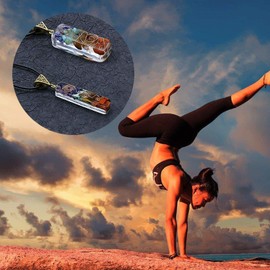 7 Orgon Chakra Crystals Stones Orgone Pendant, Orgonite Chakra Necklace for Emf Protection and Spiritual Healing (set of 2)