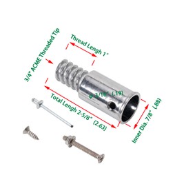 EESC2Y (2-Pack) 3/4" (.75) Threaded Tips Replacement for Extension Poles Repairing, Push Broom Handle Threaded End