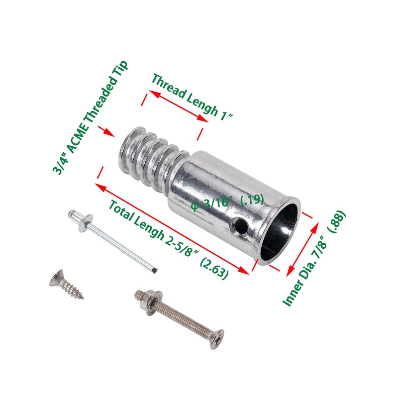 EESC2Y (2-Pack) 3/4" (.75) Threaded Tips Replacement for Extension Poles