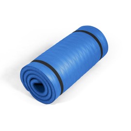 Tone Fitness Premium Extra Thick 1-Inch High Density Exercise Mat with Carry Strap – Non-Slip Workout, Pilates, and Yoga Mat for Home Gym - Color Blue - Mesh Pattern
