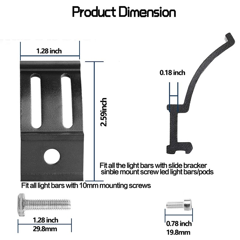 LEDOPPO LED Light Bar Mounting Brackets Kit - 2PCS Bottom