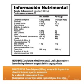Luteína 20 mg Con Zeaxantina 800mcg - Alta concentración - Una al Día - 100 Cápsulas - Antioxidante Natural para el Ojo - S&V - Sin Gluten y Sin OMG