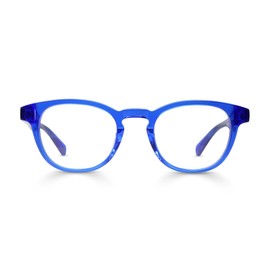 eyebobs - Clearly… | Premium Reading Glasses for Men and Women | Round Frame for Average Faces | Cobalt Blue Crystal, 3.50