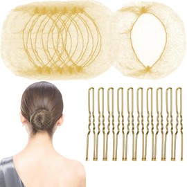40PCS Hair Nets Bun and 20PCS U Shaped Hair Pins Set,Invisible Hair Nets and U shaped pins Se/t,Ha/ir Bun Net S/et for Women,Blonde Me/sh H/air N/ets and U shaped Bobby Pins