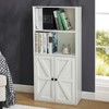 Puntogen 4 Tier Bookcase with Doors, White Bookshelf & Wide