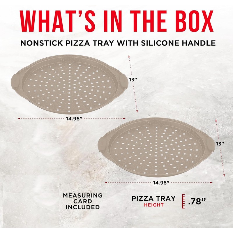 Non-Stick Pizza Pan with Silicone Handle 1 Pack, 13 Inch