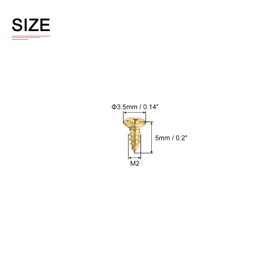 DTGN M2x5mm(DXL) Brass Phillips Wood Screws - 100Pack - Good for Wood Crafts, Furniture - Countersunk Head Self-Tapping Screw - Brass Tone