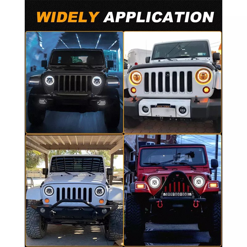 Unbranded 2007-2017 Combo for Jeep Wrangler JK 7" LED Headlights