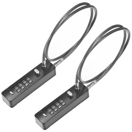 M METERXITY 2-Pack Gate Locks for Outdoor Fence, 23.6IN Heavy Steel Cable Rope Keyless 4-Digit Combination Lock for Gate/Snowboard/Bike/Locker, Resettable Code Security Cable [Black]
