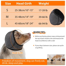 Dog Calming Hoodie Ear Wraps for Dogs, Waterproof Dogs Swim Cap, Pet Ear Cover Muffs for Anxiety Relief Noise Cancelling, Doggy Head Warp Ear Protection for Hematoma Fireworks Bath Swim Blow(Grey,M)