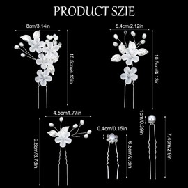 15 Pcs Wedding Hair Accessories Set Pearl Bride Wedding Hair Comb Rhinestone Hairpins Silver Flower Pearl Clips Leaf Hairpieces Elegant Pins Combs for Women Headpiece Bridesmaids Brides Girls