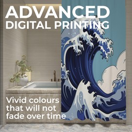 JJ PRIME - Japanese Wave Shower Curtain | Bathroom Shower Curtains Mould Proof Resistant 180x180cm | Waves Waterproof Shower Curtain | Blue Shower Curtain Anti Mould Shower Curtain(The Great Wave)