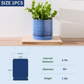 Tikooere 6 Inch Ceramic Planter Pot with Drainage Hole and Saucer,Round Flower Plant Pot for Indoor Outdoor,Porcelain Garden Pots for Farmhouse Decorative with Deep Reservoir,Navy Blue