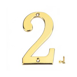 1Pcs 3Inch Metal House Numbers with M2 Screws Solid Zinc Alloy Mailbox Numbers for Outside, 3D Address Numbers for House, Apartment, Office, Hotel Room, Mailbox Signs (Golden, No.2)
