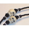 Beaded Eyeglass Chain Skulls Black Glass Seed Beads 28 inches