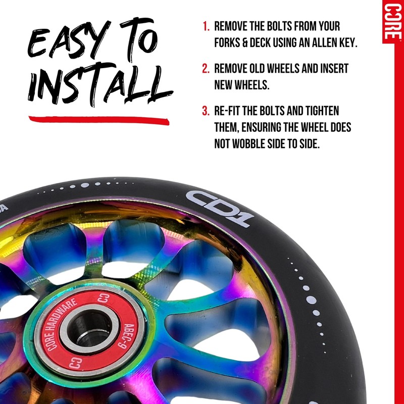 CORE CD1 Spoked Stunt Scooter Wheel 110mm ABEC 9 Bearings