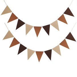 48Pcs Rainbow Pennant Banner, BetterJonny 4 Pack Felt Fabric Flags Triangle Flag for Party Wedding Christmas Birthday Bedroom Decoration(Brown)