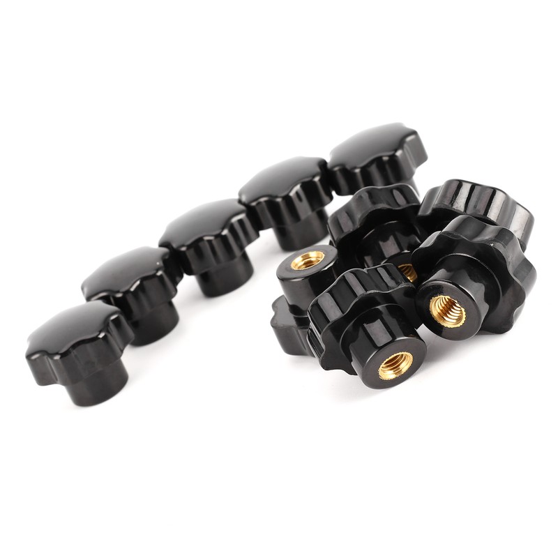 10Pcs Nuts Knob Grip Handle 7-Star 8mm Female Thread Brass