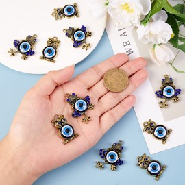 COGCHARGER 12pcs Frog Pendants Evil Eye Rhinestone Frog Charm Owl Alloy Pendants for Jewelry Necklace Earrings Crafts, Alloy and rhinestone, Rhinestone
