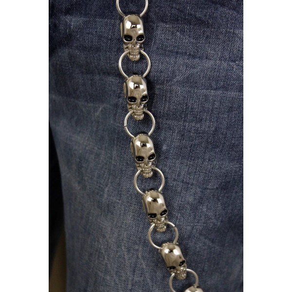 Alwaystyle4you 24" Double Clasp Men Gothic Skeleton Skull Silver Metal
