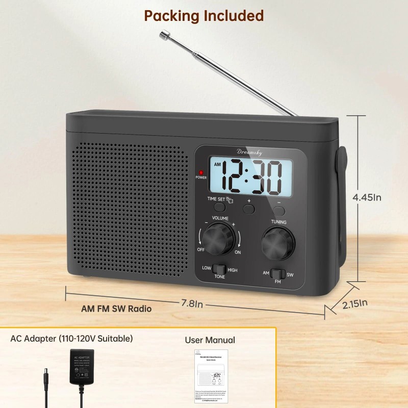 DreamSky Radio Portable AM FM Shortwave - Digital Radio Plug