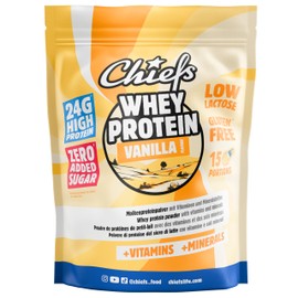 CHIEFS Protein Powder - Super Luxurious & Creamy Protein Powder with Extra BCAA, Vitamins, Minerals - 24 g Protein per Serving - Protein Powder with Vanilla Flavour, 450 g