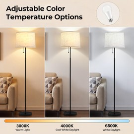 Floor Lamps for Living Room & Bedroom, 60" Modern Tall Standing Lamp, 3CCT