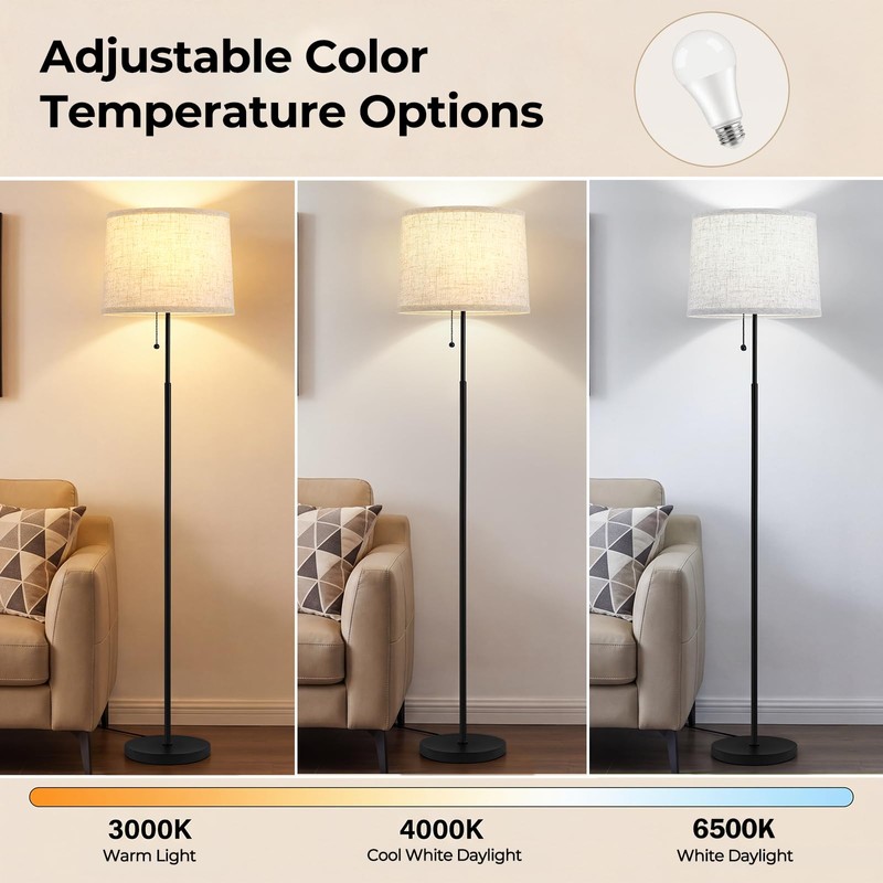 Floor Lamps for Living Room & Bedroom, 60" Modern Tall