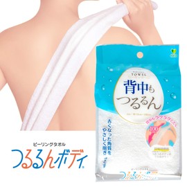 OKA Tsururun Body Rize Peeling Towel, Approx. 6.3 x 39.4 inches (16 x 100 cm), White (Microfiber)