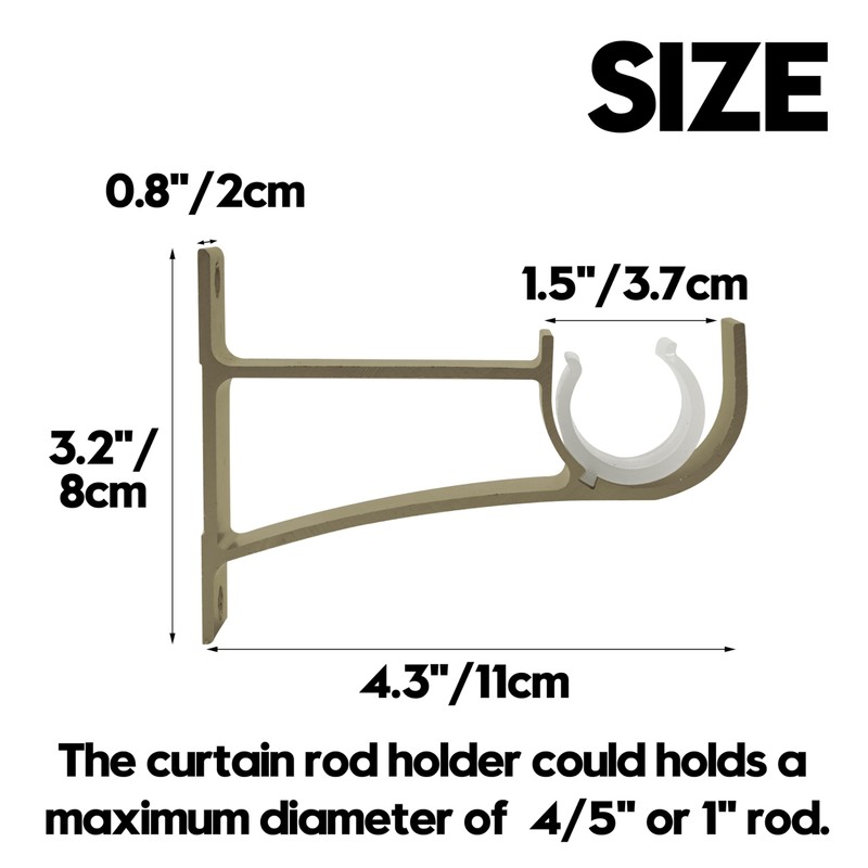 4 Pack Heavy Duty Curtain Rod Bracket Single Curtain Rod