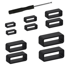 Senphyton Genuine 16mm/18mm/20mm/22mm/24mm Rubber Silicone Watch Band Watch Strap Keeper Retainer Holder Loops (10 pcs) Replacement - Black Watch Band Retainer