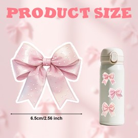 BOXOB 6 Sheets/60pcs Pink Bow Stickers, 30 Designs Cute Waterproof Aesthetic Coquette Bow Decals Bowknot Stickers for Water Bottles Laptop Journal DIY Crafts
