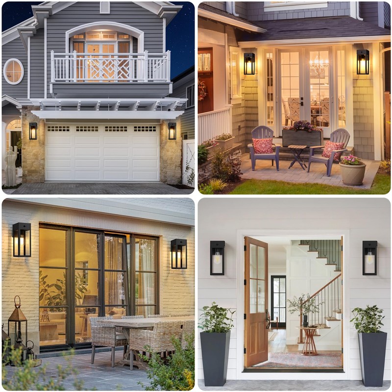 OYKYOHEI 2 Pack Porch Lights with GFCI Outlet, Dusk to