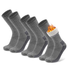 Socks Daze 3 Pack Merino Wool Crew Hiking Socks for Women Warm Moisture Wicking Sport Organic Wool Camping Work Socks with Thick Cushioning Seamless Toe, Medium, Light Grey