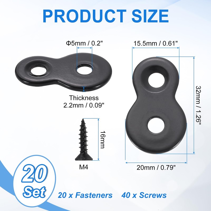 sourcing map 20 Pcs Figure 8 Fastener with Screws, Table