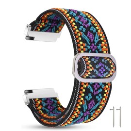 Compatible for Garmin Forerunner 255 Band, Lamshawca Stretch Elastics Nylon Adjustable Replacement Strap Accessories Compatible for Garmin 255 46mm / 255S 41mm Smartwatch (Garmin 255 46mm case, Purpleprint)