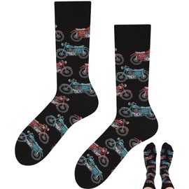 TODO Colours Funny Socks with Motif - Multicoloured, Colourful, Crazy for the Joy of Life, motorcycle socks
