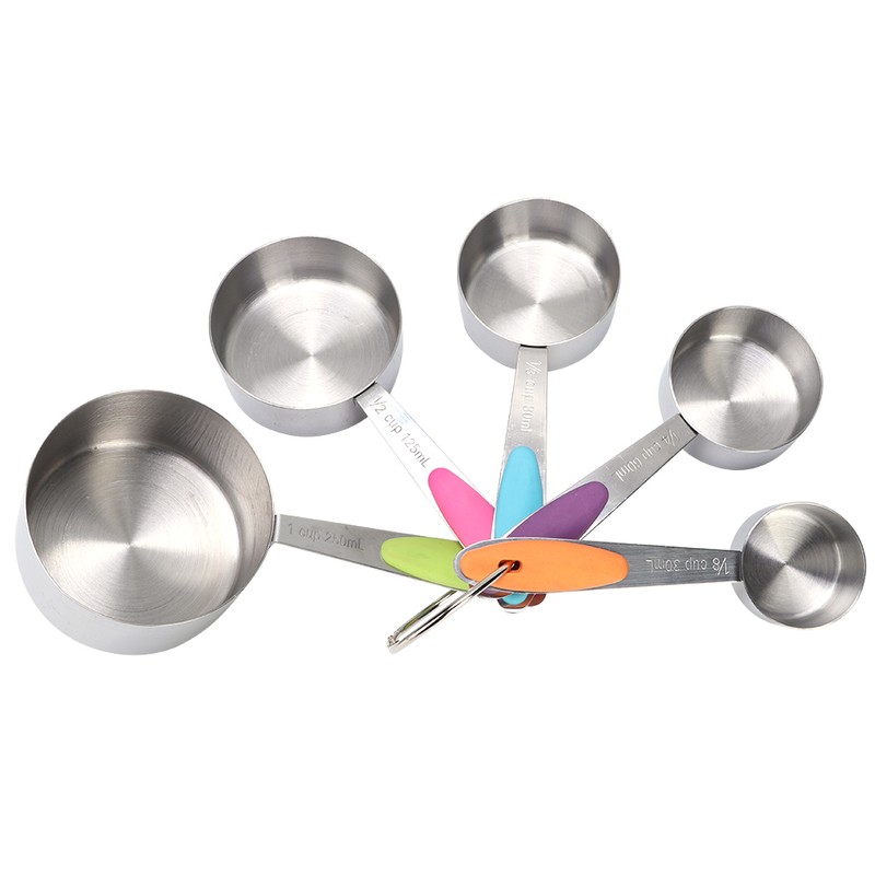 5pcs Stainless Steel Thermal Insulation Measuring Scale Cups Set Kitchen
