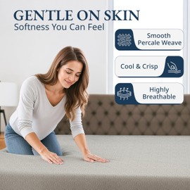 Lane Linen 100% Organic Cotton Twin Size Fitted Sheet Only (39"x75") - Super Soft 100% Cotton Twin Fitted Sheet - Lightweight & Durable Cotton Bed Sheet - Snowdrop