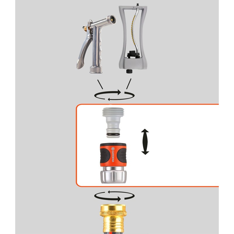 GARDENA 5-Piece Premium Metal Quick Connect Garden Fittings: Hose Attachment