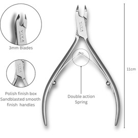 Professional Cuticle Nippers Cutter for Manicure & Pedicure – Stainless Steel Sharp Precision Cuticle Remover with 3mm & 5mm Blades (Gold & Silver), Hangnail & Dead Skin Remover (Silver, 3mm Blade)