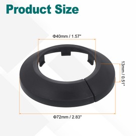 sourcing map Escutcheon Plate, 1Pcs 40mm - Fit 1.57" Outer Diameter Split Pipe Flange Water Pipe Cover Collar Decoration, PP Plastic Plumbing Cover Plates (Black)