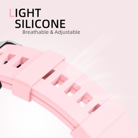 Adjustable Whoop Band Compatible with WHOOP 4.0 and Whoop 3.0, Soft and Durability Silicone Waterproof Whoop Strap for Enhanced Performance, Light Pink